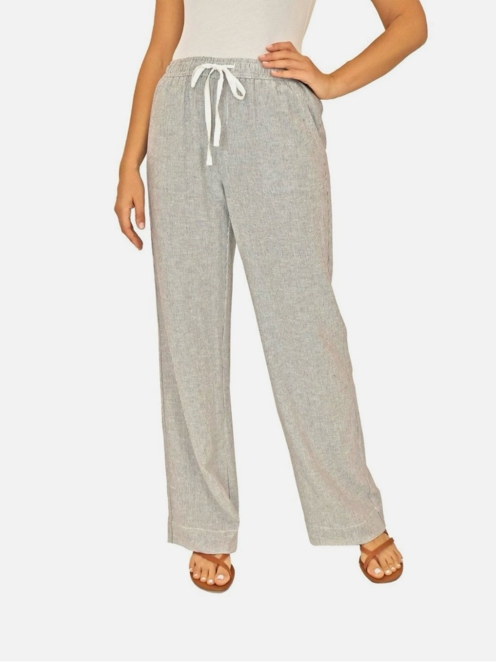 Linen Blend Wide-Leg Pants